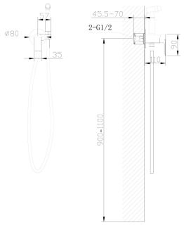 Гигиенический душ со смесителем ABBER Weiss Insel чёрный матовый AF8025B